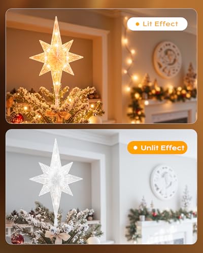 Christmas Tree Star Topper Lighted 3D Plug In Indoor Holiday Decor N7897
