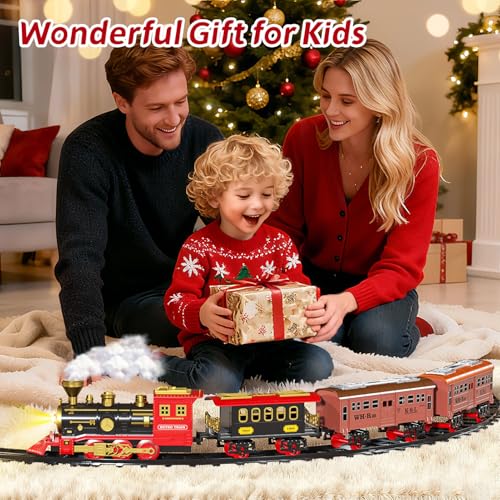 Electric Train Set for Kids with Smoke, Light and Sound, DIY Tracks L560