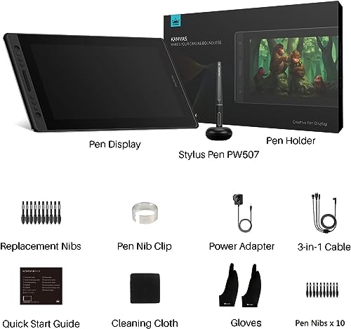 Graphics Drawing Tablet with Screen 13.3inch Pen Display with Stand D520