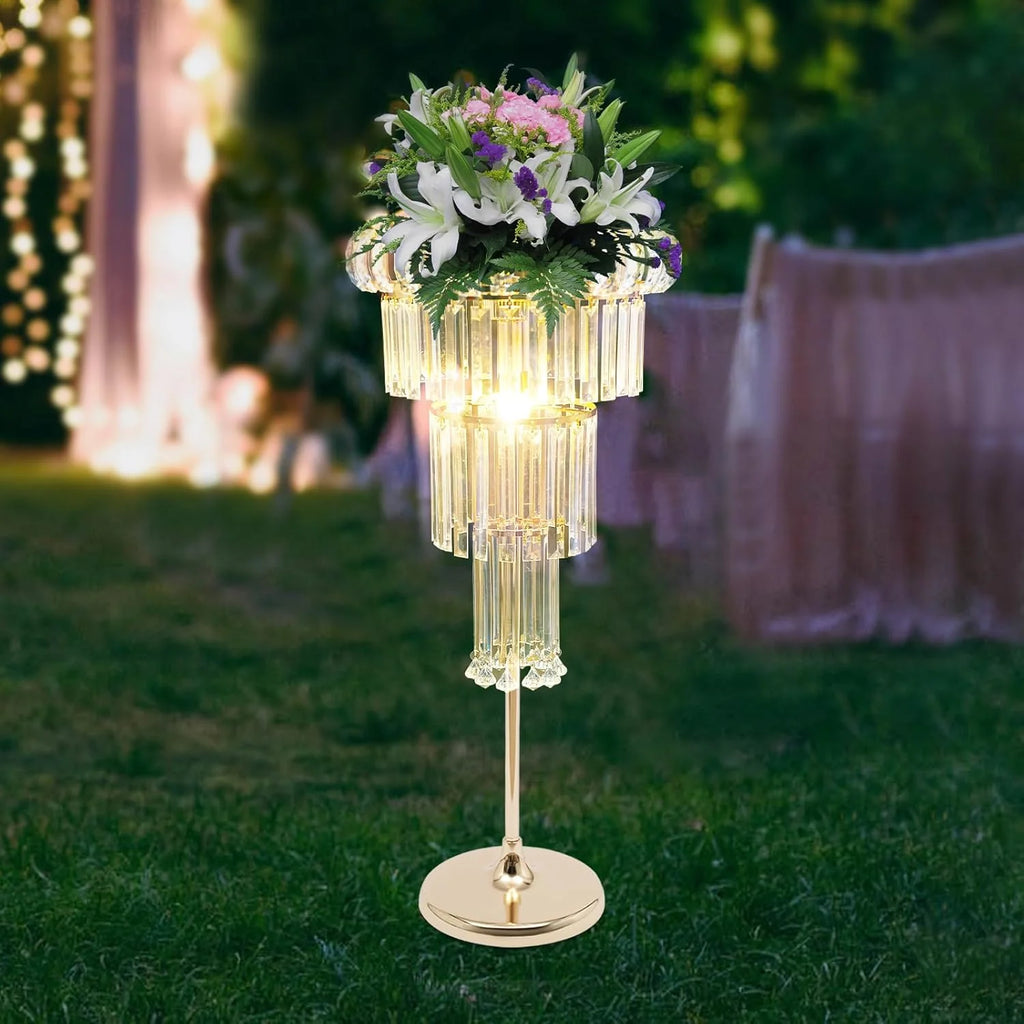Gold Crystal Flower Stand for Wedding Centerpieces, 4-Tier D499843