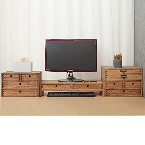 Natural Wooden Desktop Organizer with 3 Drawers I779