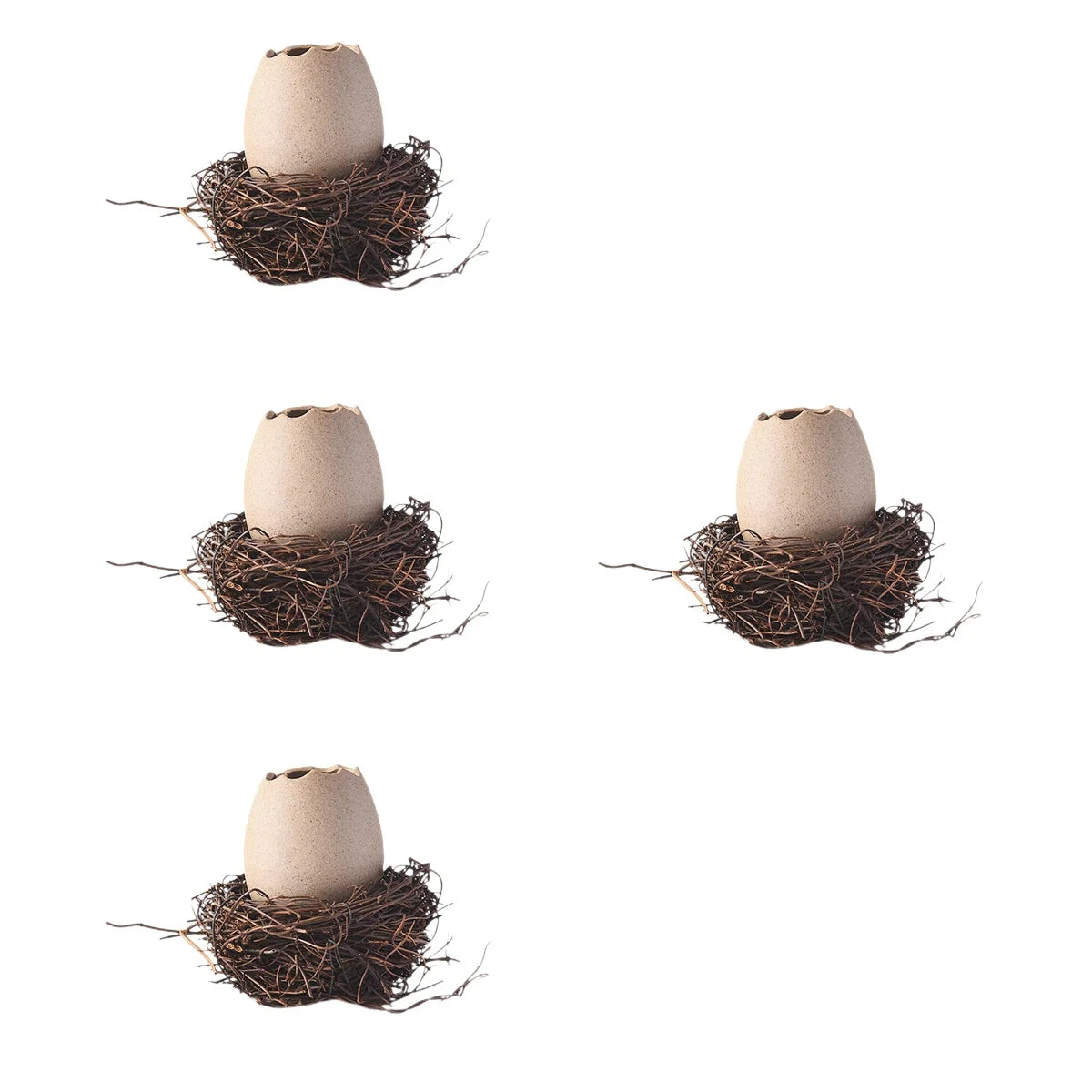 Small Ceramic Eggshell Vase Succulent Planter with Bird Nest M286