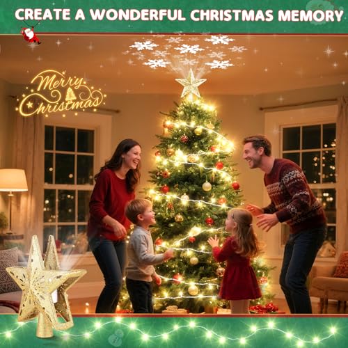 Snowflake Christmas Tree Topper LED Rotating with Projection Slides S187630