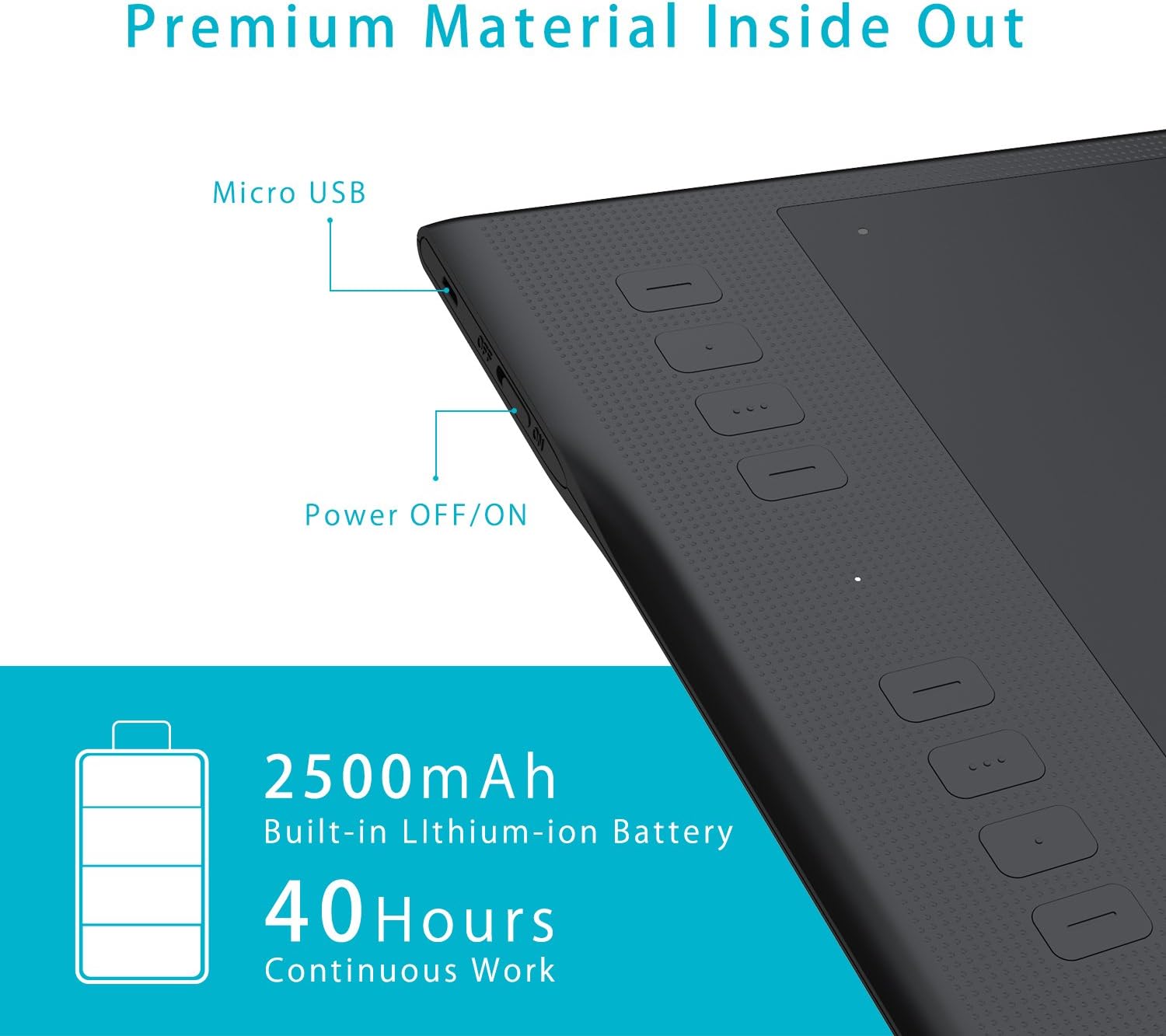Wireless Graphic Drawing Tablet with 8192 Pressure Sensitivity, 11 x 6.87 inches N33325