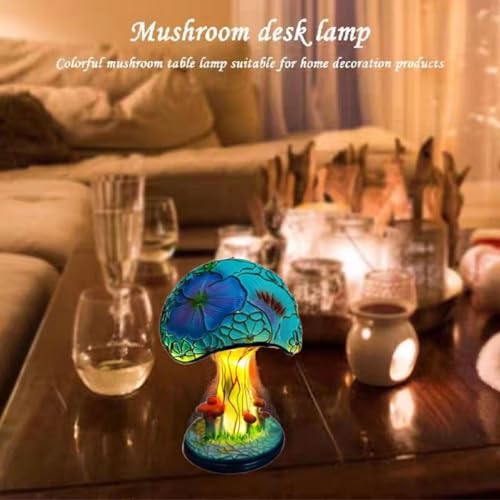 Mushroom Table Lamp, Bohemian Resin Decorative Night Light for Bedroom Living Room R74432