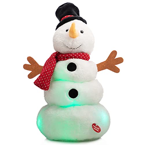 Animated Christmas Snowman Plush with LED Lights, Musical Toy for Kids, 13 Inch J154