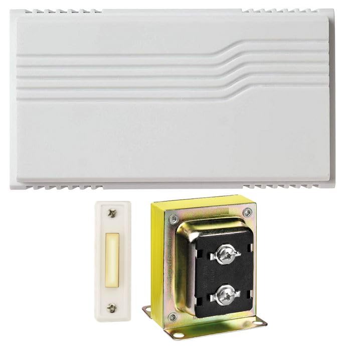 Wired Doorbell Chime Kit with Transformer and Lighted Push Button, White R99846
