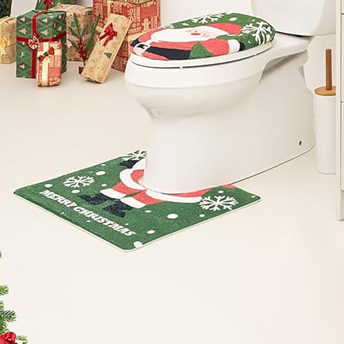 Christmas Bathroom Rugs with Toilet Seat Cover Non Slip U Shaped S66242