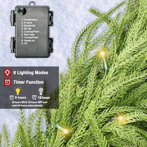 Prelit Norfolk Pine Garland with Lights for Mantle, 9FT V36154
