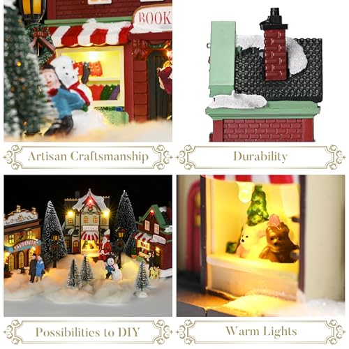 Pre-Lit Christmas Village Set, Battery Operated Tabletop Decor (17 PCS) C3795