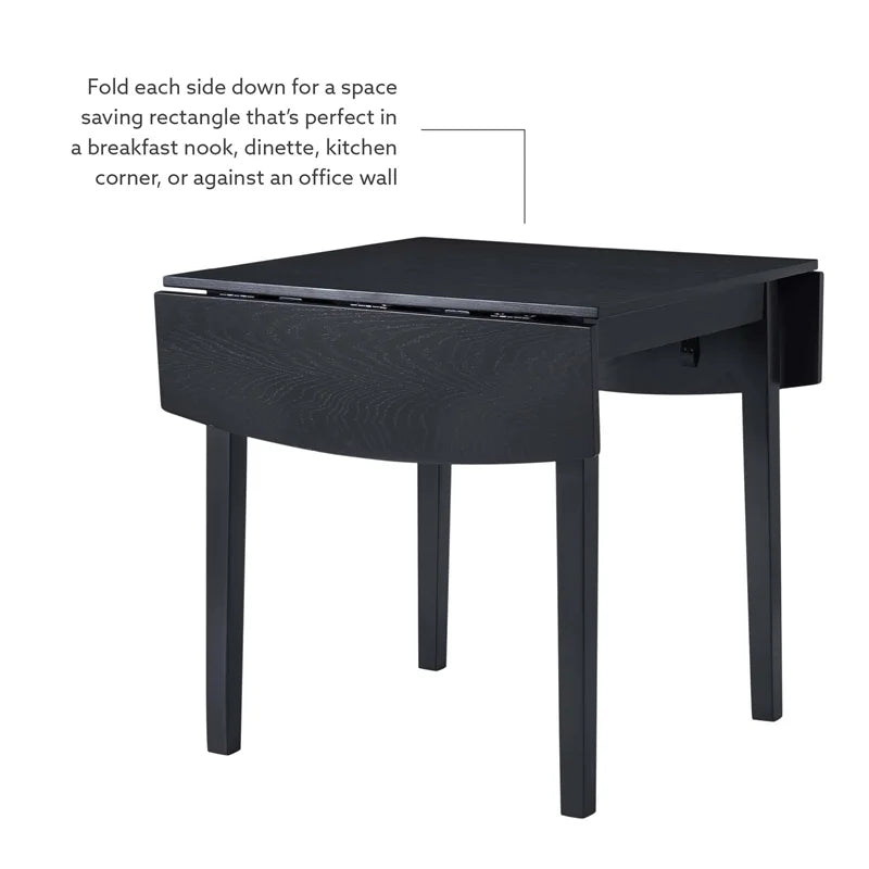 Square Wood Drop Leaf Table in Black P88507