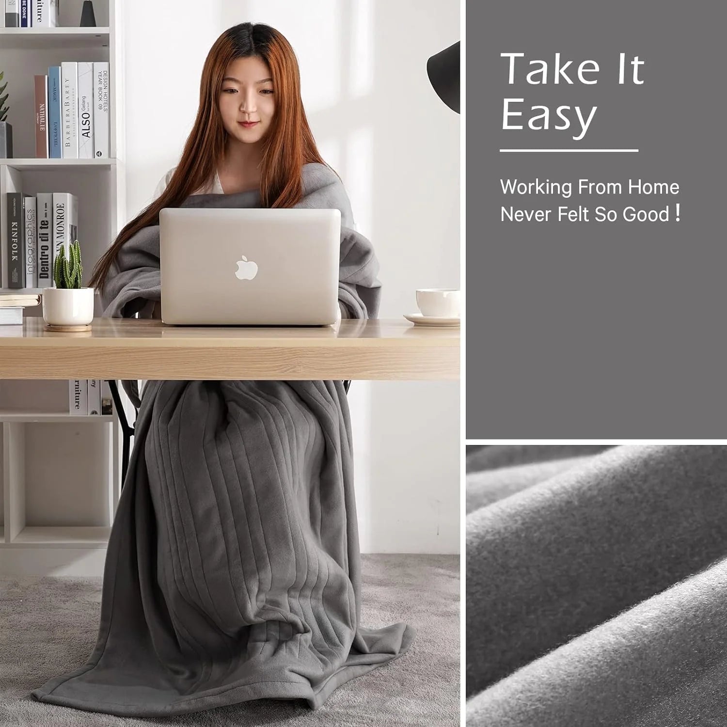 Heated Fleece Throw Blanket with Auto-off J46661