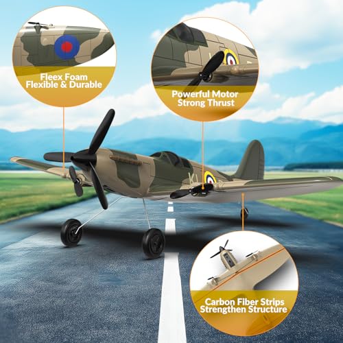 RC Plane 3 Channel Remote Control Airplane Fighter Toy, 2.4GHz 6-axis Gyro, Easy to Fly for Adults Kids Beginners B2466