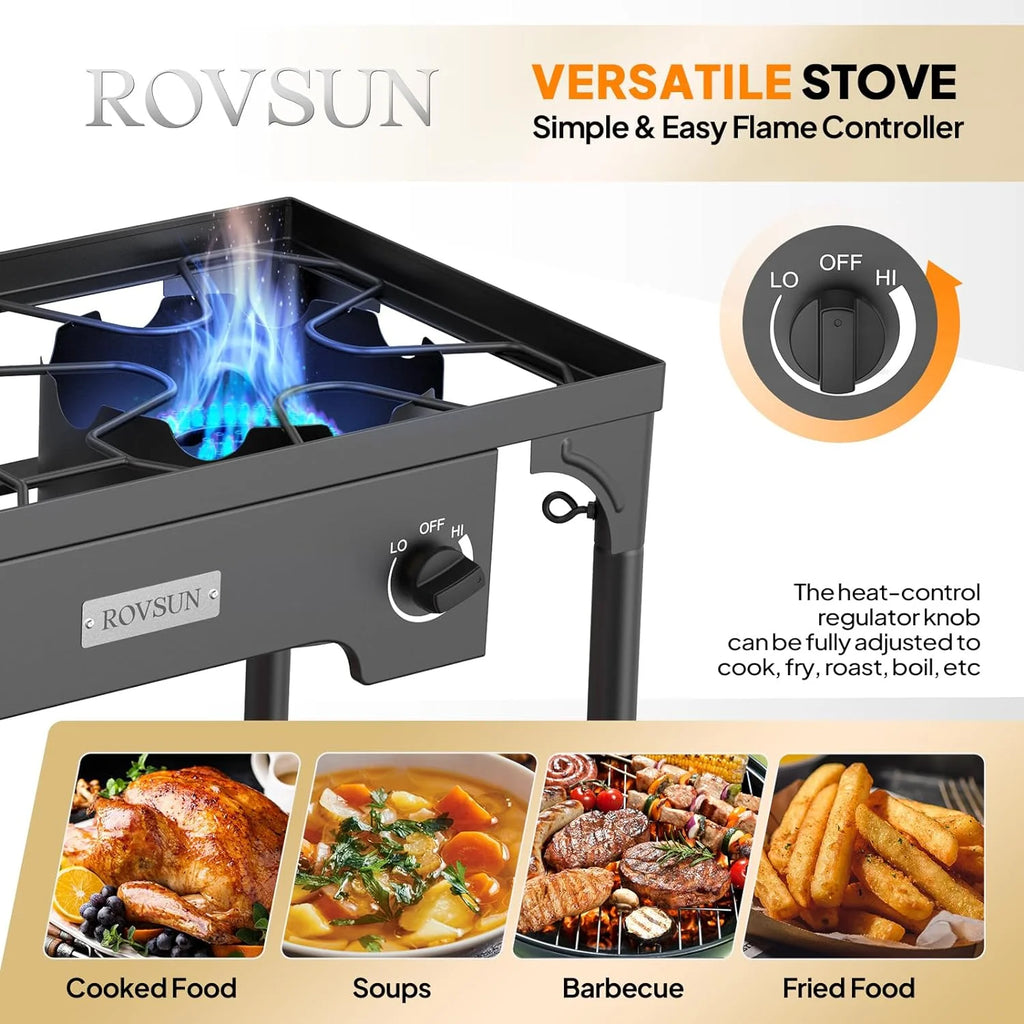 2 Burner Outdoor Propane Gas Stove with Windpanel, Carrying Bag & Regulator B313435