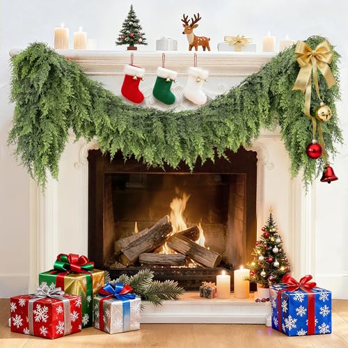 Real Touch Cedar Garland 9 ft for Mantle, Table, Stairs, Doorframe H3682
