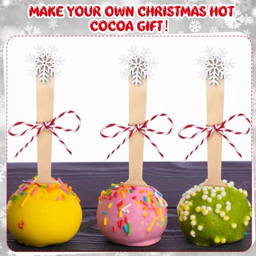 100 Set Christmas Wooden Spoons for Hot Cocoa, Chocolate, and Baking U148