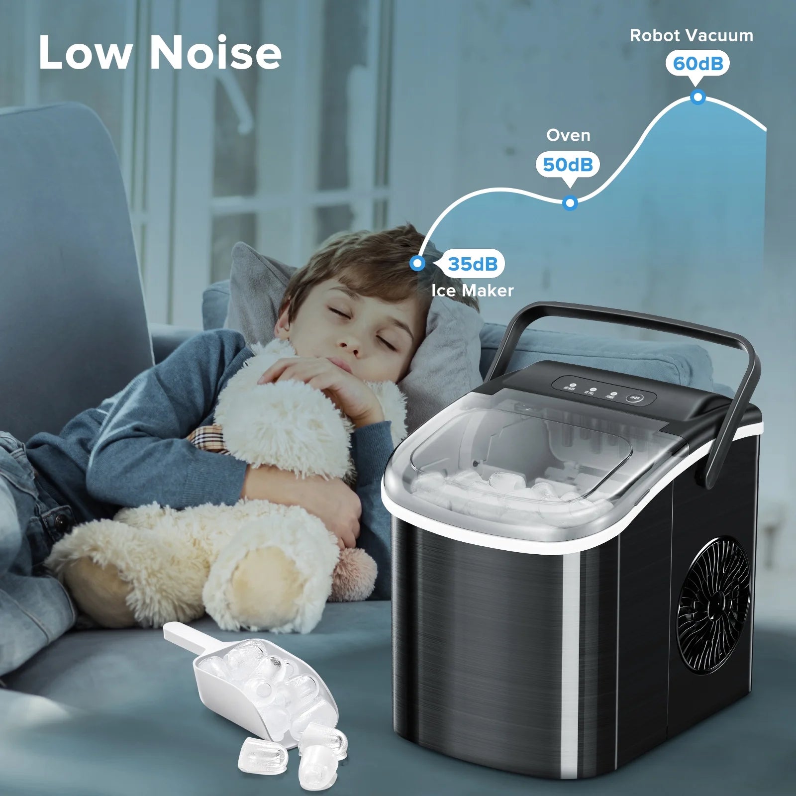 Portable Ice Maker Countertop, Self-Cleaning, 26lbs/24H U8082