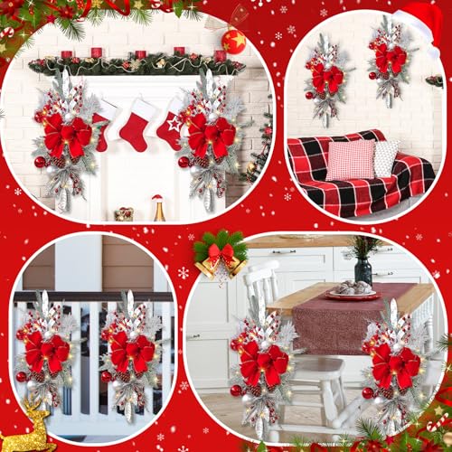 Prelit Teardrop Christmas Swag 24 Inch for Staircase Wall Window Decor L968037