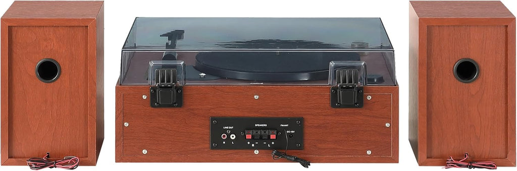 Turntable System with Bluetooth, CD, AM/FM and Speakers, Walnut S1743