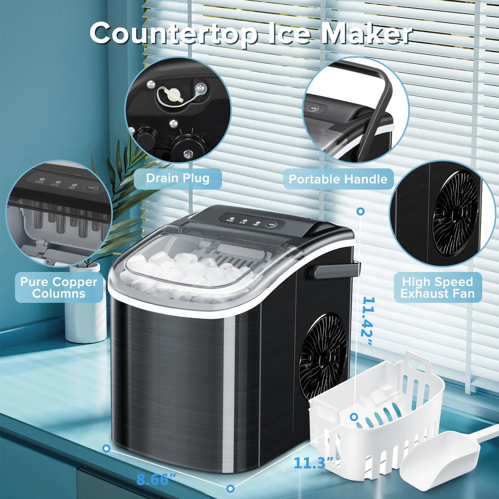 Portable Ice Maker Countertop, Self-Cleaning, 26lbs/24H U8082