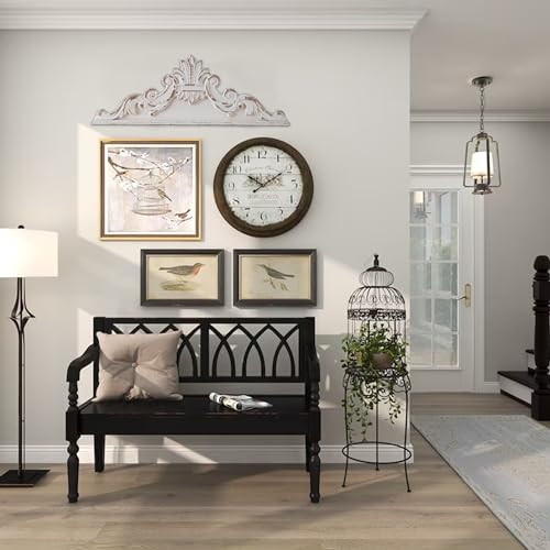 39 inch Floral Carved Wall Sculptures French Country White Wood Wall Art W461