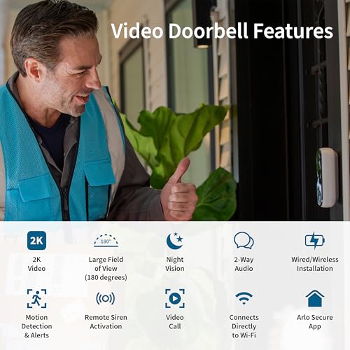 2K Video Doorbell with Two-Way Audio and Night Vision V850965