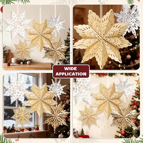 Christmas Paper Snowflake Lanterns with LED Lights for Holiday Party Decor A55544