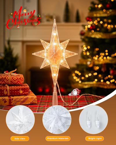 Christmas Tree Star Topper Lighted 3D Plug In Indoor Holiday Decor N7897