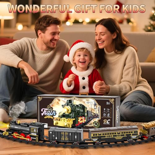 Electric Train Set for Kids with Smoke, Light and Sound, DIY Tracks L560