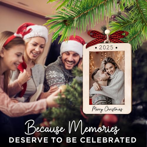 Christmas Ornament Picture Frame - Wooden Landscape Photo Frame for Tree U347