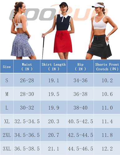 Tennis Skirt Women 20" Knee Length Golf Skort with Pockets High Waisted X131946