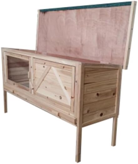 Wooden Rabbit Hutch with Open Roof and Pull Out Tray W764165