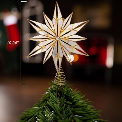 Capiz Star Treetop with Center Gem G5493