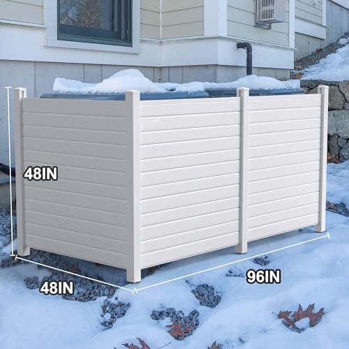 Outdoor Privacy Screen Freestanding 48"W x 48"H, Vinyl Fence for Air Conditioner and Garbage Can Hider A512666