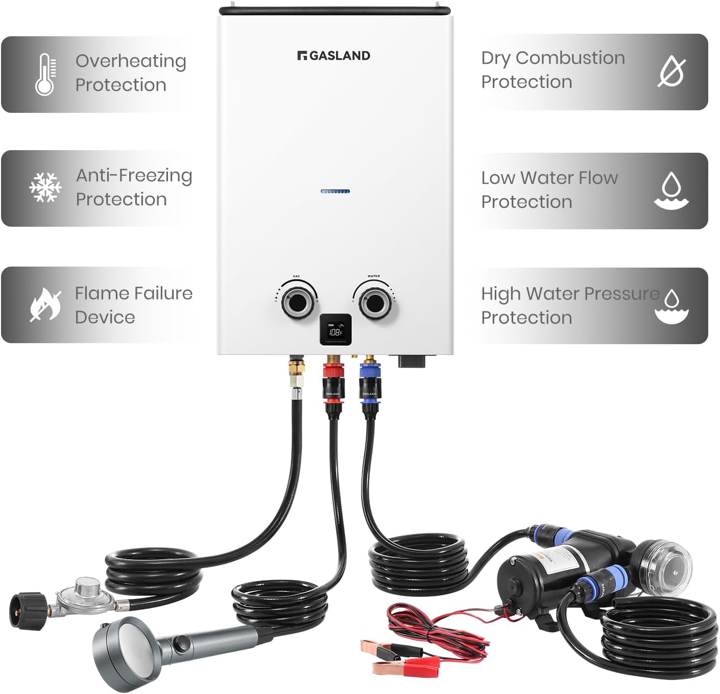 Propane Tankless Water Heater, 2.64 GPM Outdoor Portable with Pump D791