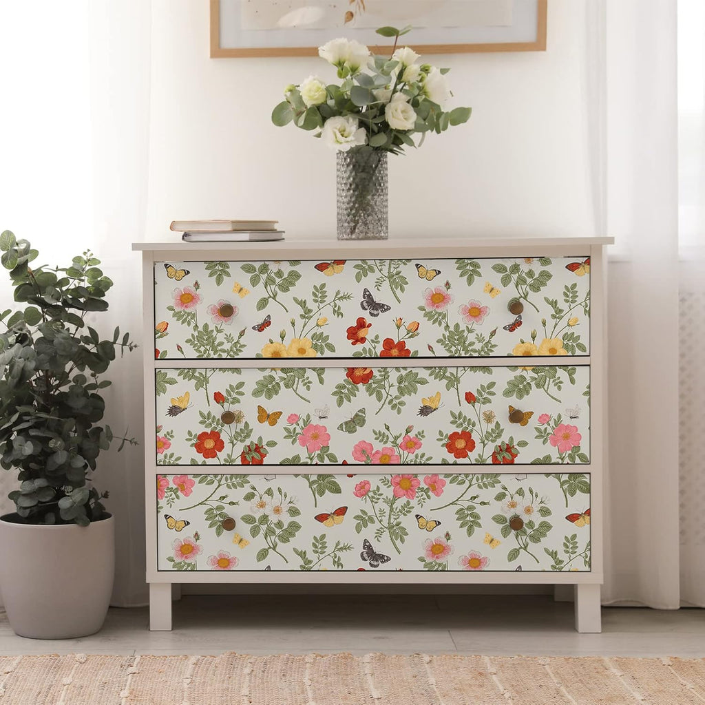 Butterflies Floral Wallpaper Peel and Stick Mural Removable for Bedroom Bathroom S65851