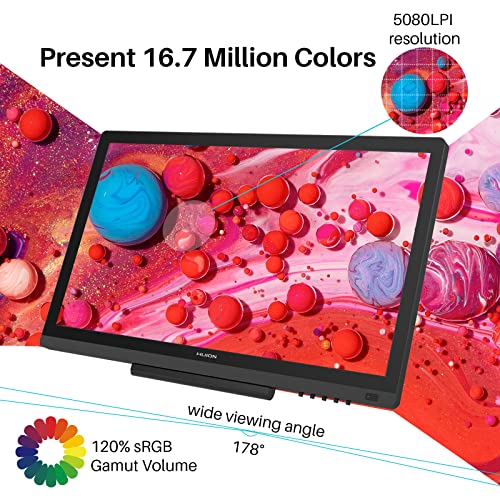 Drawing Tablet with Screen 120% sRGB Graphic Monitor Pen Display Tilt Function Battery-Free Stylus 8192 Pen Pressure Q370