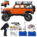 RC Jeep 1/12 Off-Road Climbing Car 4x4 RC Rock Crawler RC Truck 390 Motor LED Lights RC Crawler MN128 with Metal Drive Shaft & Two 1200mAh Battery (Orange)