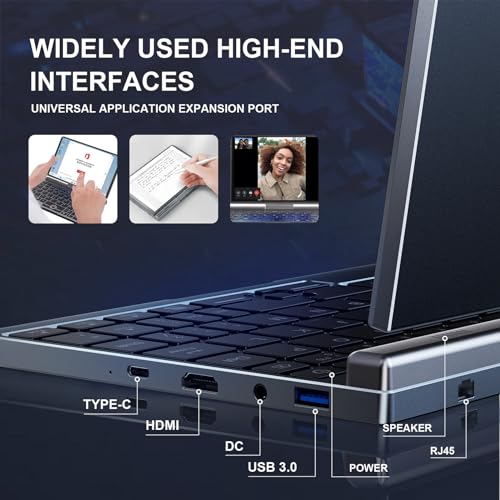 8 inch Mini Laptop HD Touchscreen Portable 2-in-1 Computer, Windows 11 Pro, Intel N100, 12GB RAM, 512GB SSD Q486