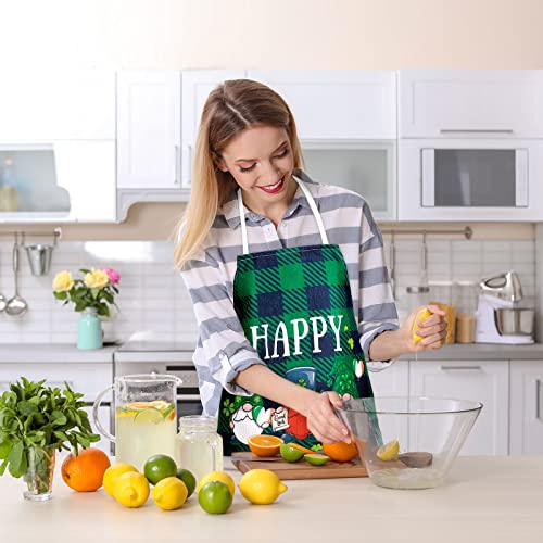 4Pcs Christmas Aprons Pink Xmas Tree Santa Deer Buffalo Plaid Adjustable Kitchen Cooking O6302