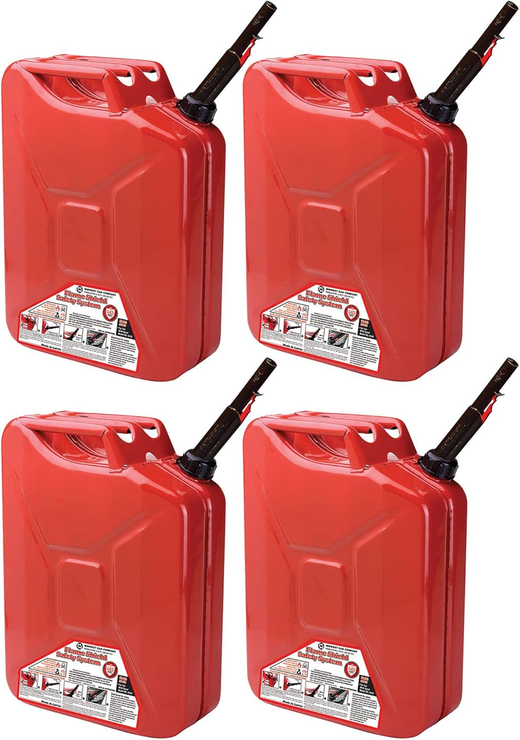 Midwest Can 5-Gal Metal Gas Can w/Spout (4 Pack)