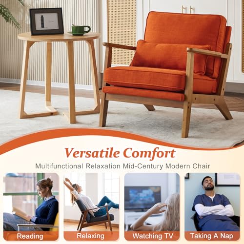 Solid Wood Accent Chair with Pillow, Set of 2, Navy Blue R49005