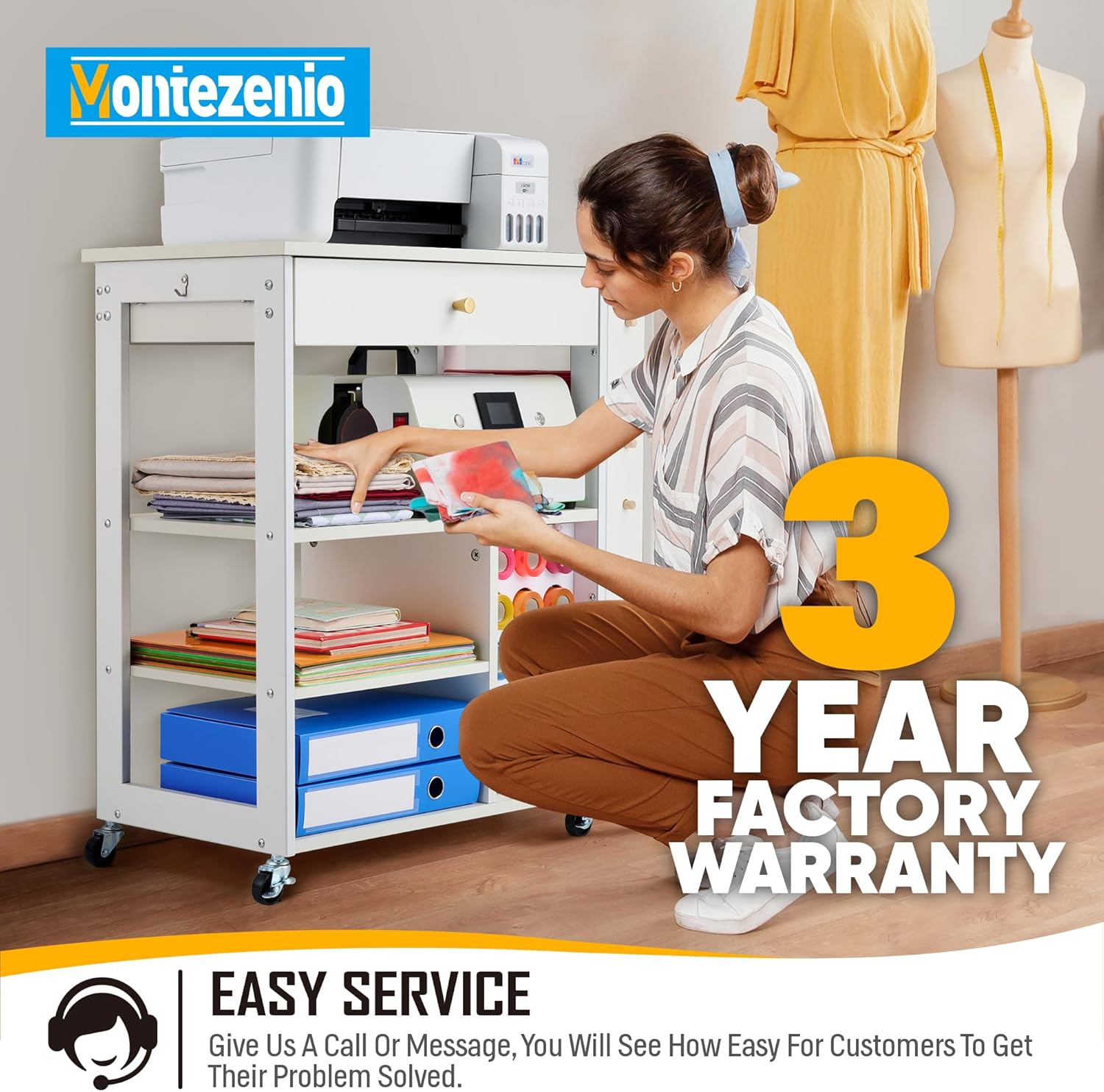 Rolling Craft Storage Cart with 23 Vinyl Roll Holder and Wheels N718025