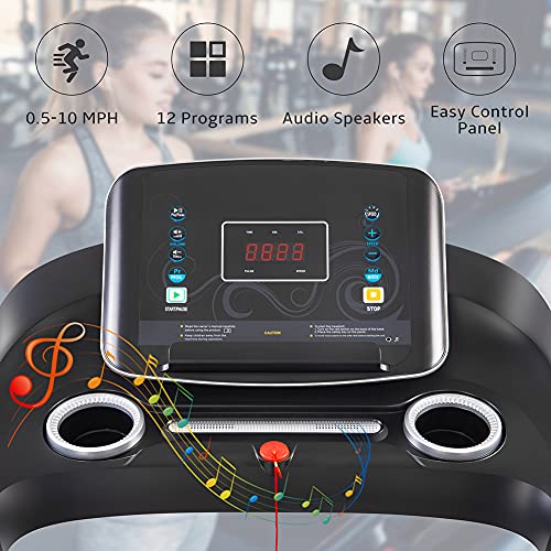 Folding Treadmill for Apartment, Electric Running Machine with Bluetooth and 3 Incline Options P470875