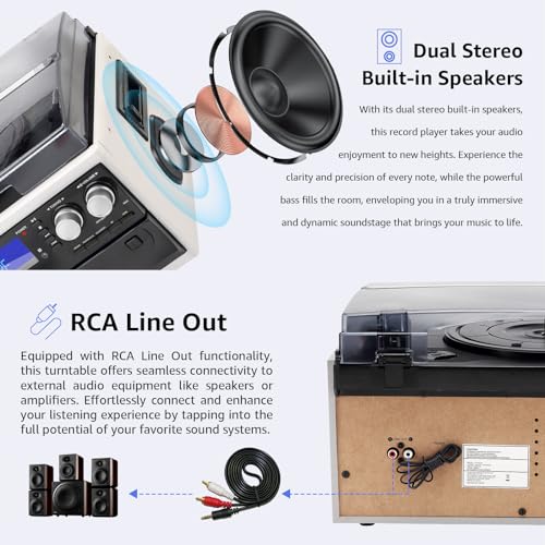 Record Player 3 Speeds Turntable with Bluetooth and Built-in Speakers K44676