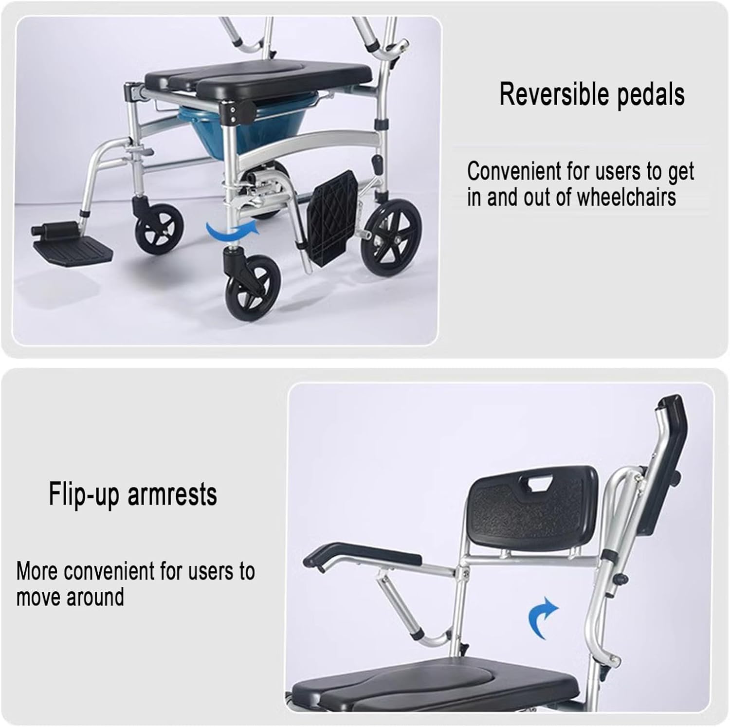Shower Wheelchair with Wheels, Portable Commode Chair for Elderly S795