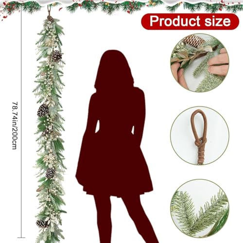6.6 ft Christmas Garland with Faux Cedar and Glitter Berry P303