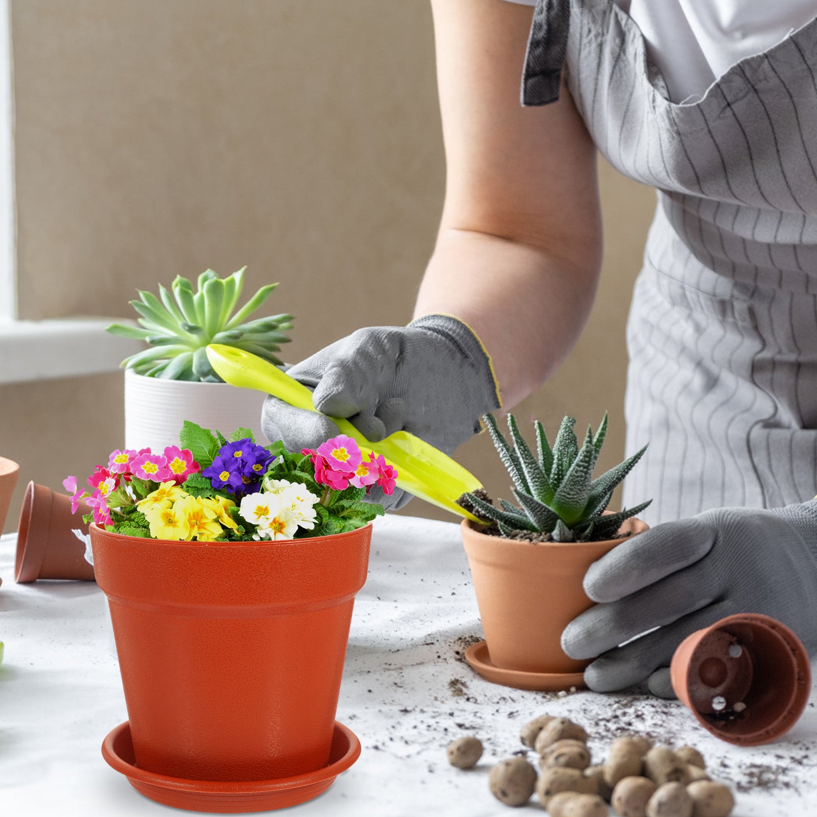 10 Sets Plastic Flower Pots for Garden Nursery O680656