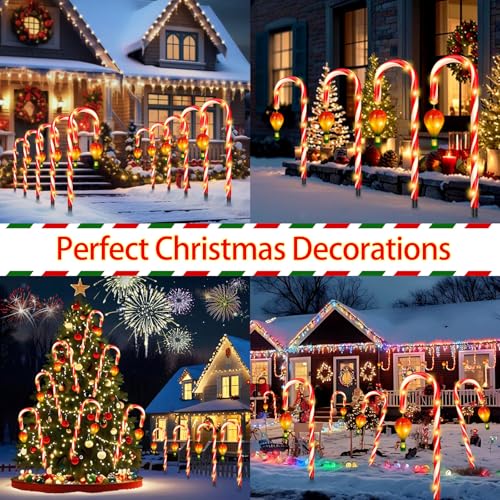 Outdoor Solar Christmas Decorations, 180 LED Candy Cane Lights, 8 Modes, Waterproof G88930