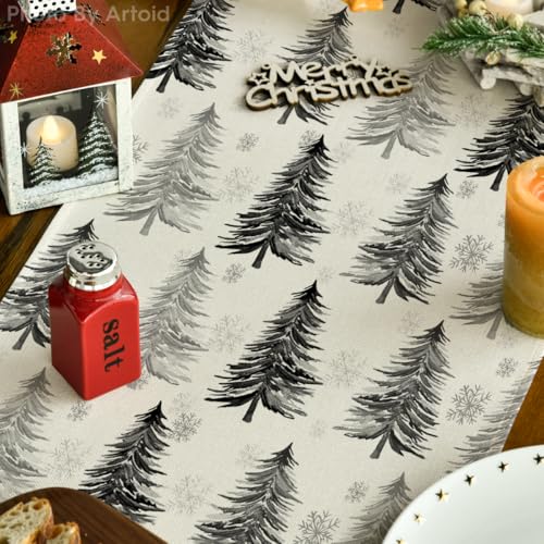 Christmas Table Runner Snowflake Winter Green Kitchen Dining Decor 13x72 Inch H231730
